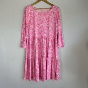 Lilly Pulitzer Geanna Swing Tiered Dress Sz XL Floral Pink Coastal Preppy Resort